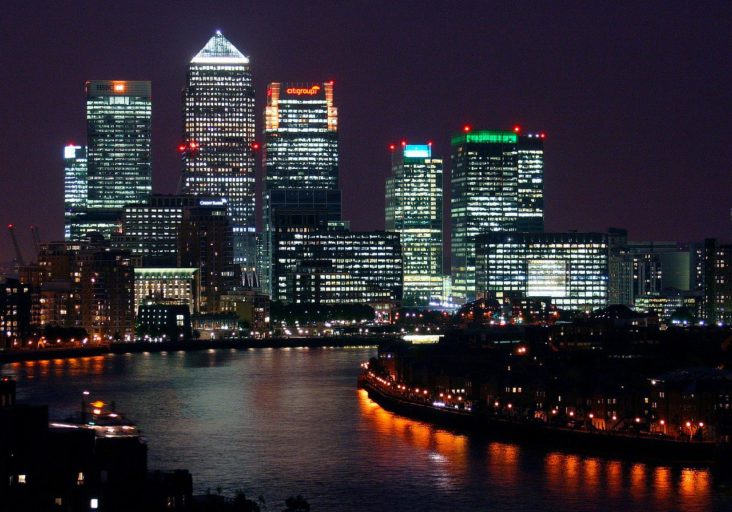 London skyline at night.