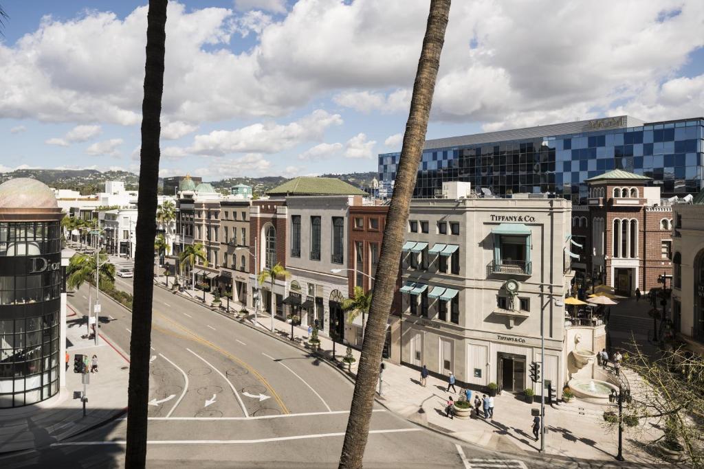A view of Rodeo Drive from the Beverly Wilshire, one of many hotels in Beverly Hills, CA.