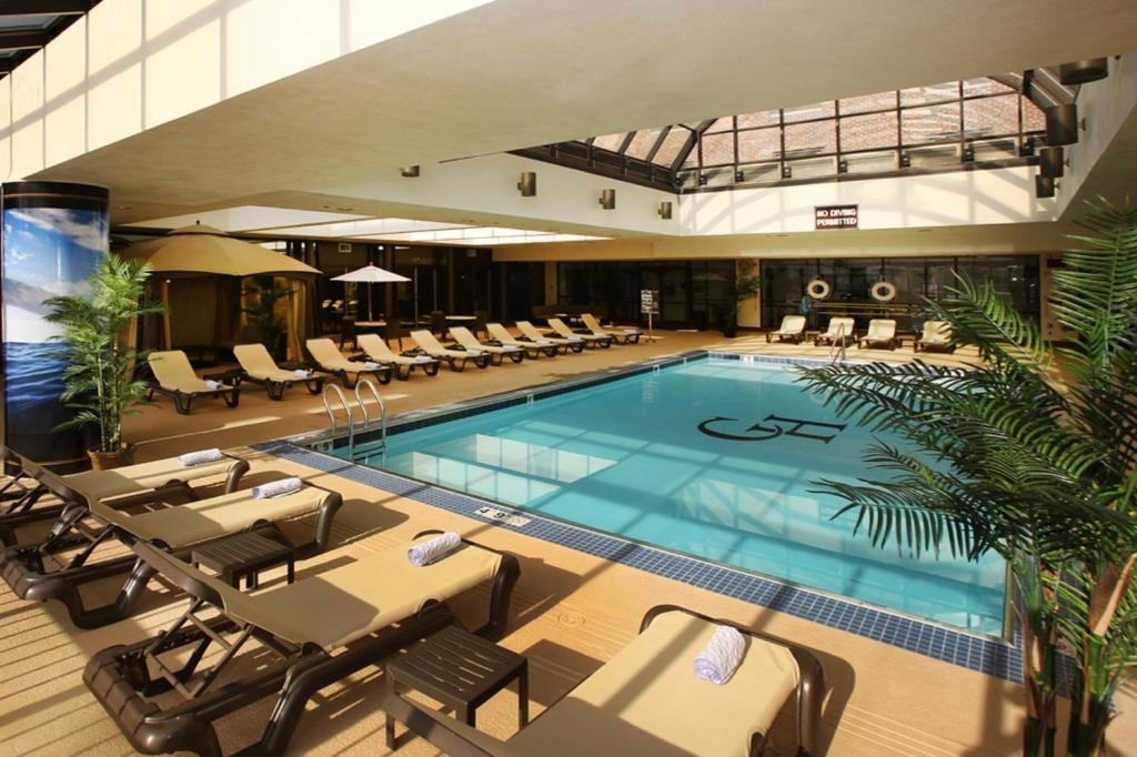 The indoor swimming pool at The Claridge, one of numerous hotels in Atlantic City, NJ.