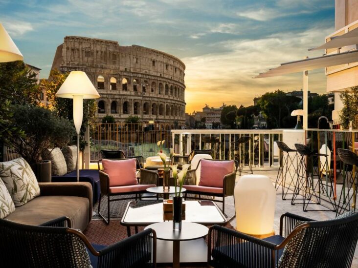 The view from the Hotel Palazzo Manfredi, one of the hotels near the Rome Colosseum.