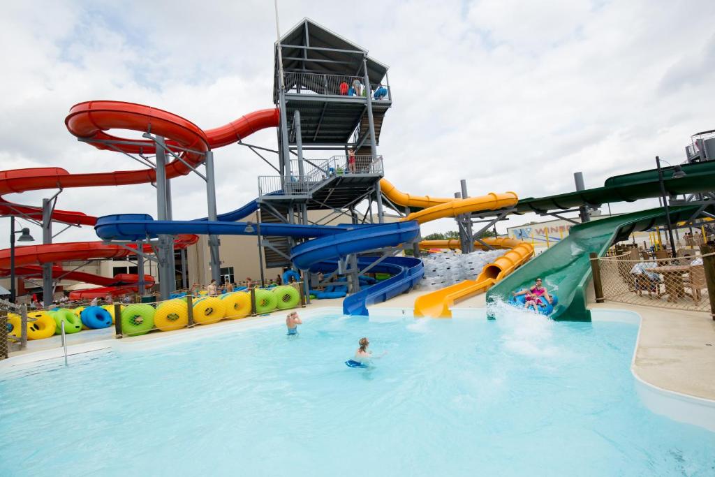 The waterpark at the Fun City Resort Hotel, one of the hotels near Burlington Station in Iowa.