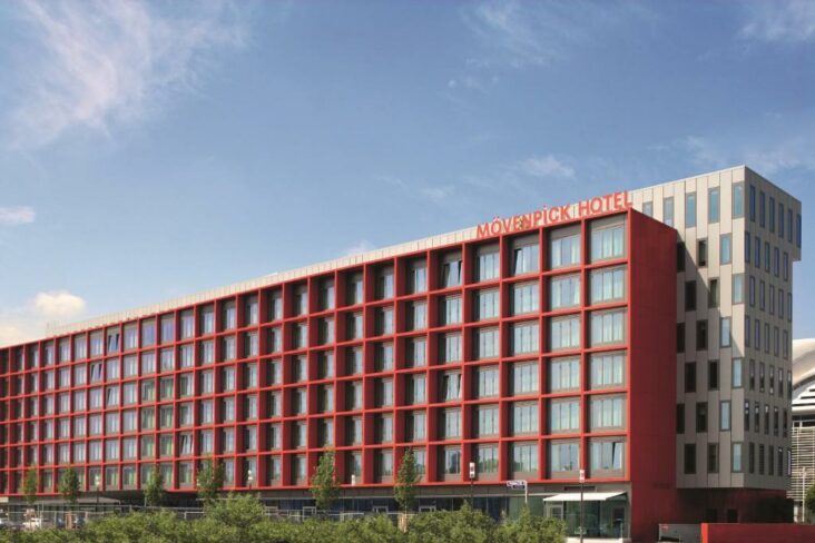 The Mövenpick Hotel Frankfurt City Messe is one of several hotels near the Frankfurt Book Fair in Germany.