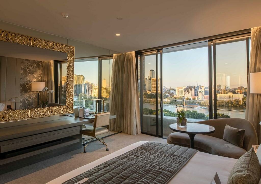 A suite with a balcony at the Emporium Hotel South Bank.