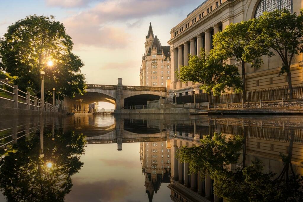 The Chateau Laurier along the Rideau Canal.