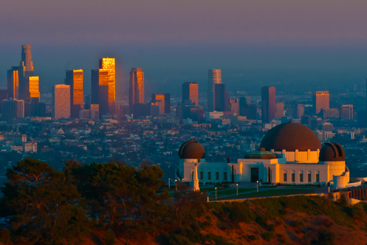 Griffith Park at sunset.